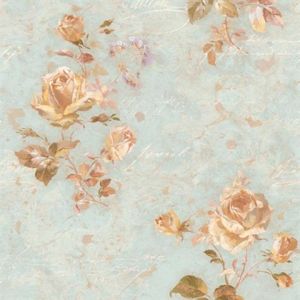 Seabrook Designs OF31102 Olde Francais Pale Blue Limoges Floral Wallpaper